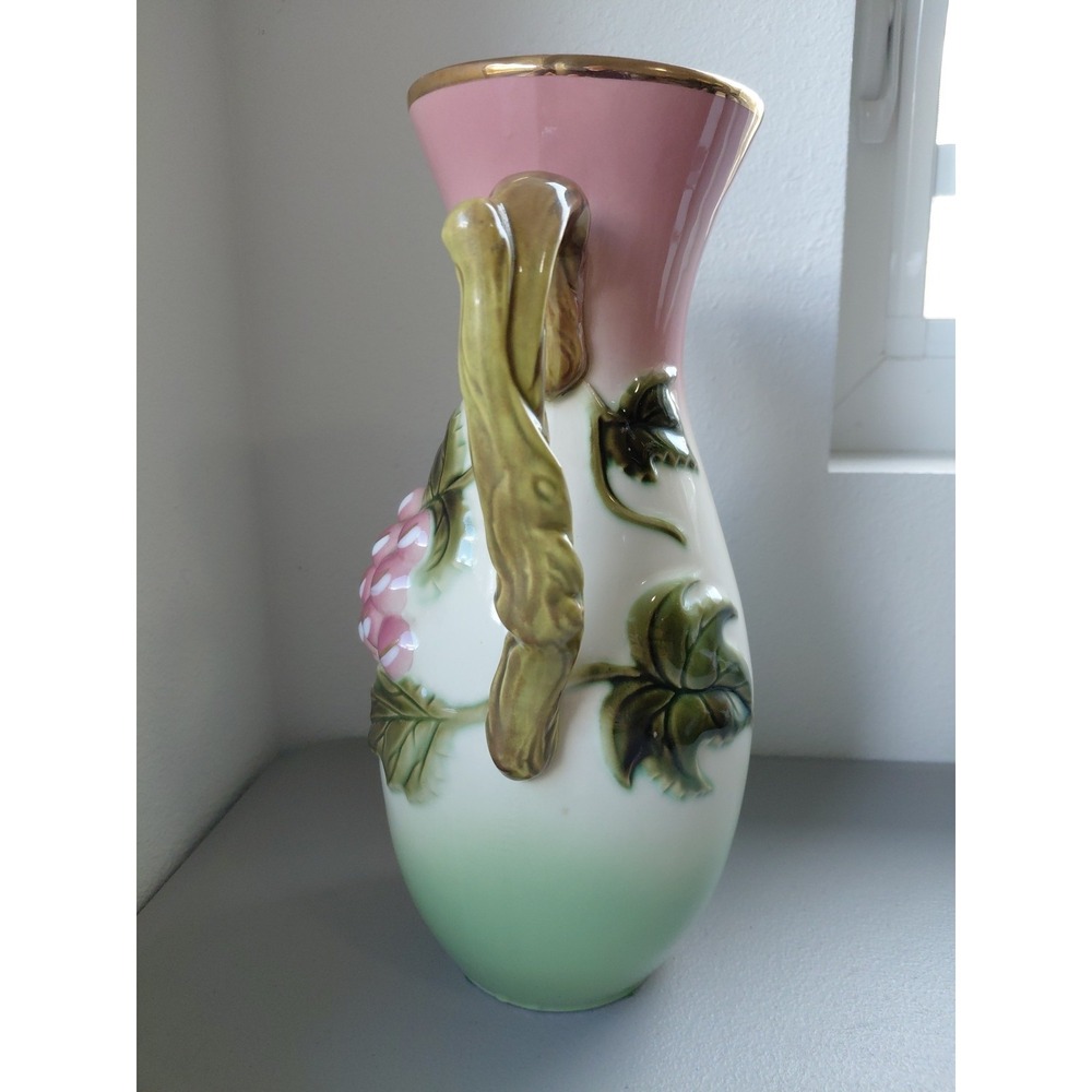 Hull Pottery LARGE Pitcher Service TOKAY Grapes Vine OMBRE Gold Trim USA 13" MCM - Picture 5 of 10